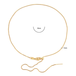 Adjustable 50cm gold plated box chain necklace with lobster clasp and slider bead