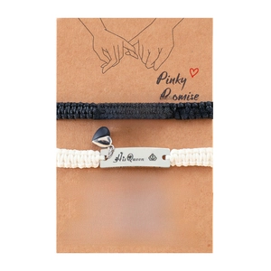 Braccialetti intrecciati per coppia con cuori magnetici e incisione King Queen