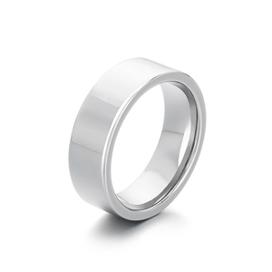 Polished silver minimalist flat band ring made of high-quality mirror finish metal