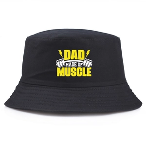 Unisex Cotton Bucket Hat Dad Made Of Muscle Letter Printed Sun Protection Foldable Summer Outdoor Fisherman Hat For Men Women
