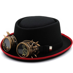 Steampunk Top Hat With Goggles And Gears Felt Gothic Victorian Cosplay Party Accessory For Men Women