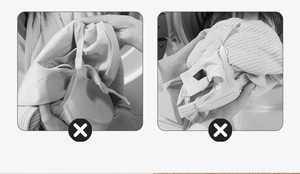 Graphic showing why mesh bags prevent bra deformation compared to direct machine washing