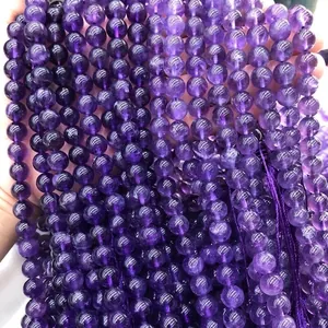 Strands of 4A grade natural deep purple amethyst round beads for DIY jewelry making