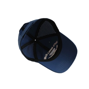 Kids quick dry navy baseball cap with 1924 embroidery and laser-cut mesh side vents