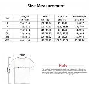Detailed size chart for men's polo shirt showing chest and length in cm and inches