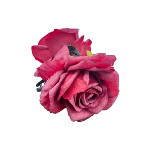 Elegant dark red rose hair claw clip in a realistic floral design on white background