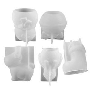 5-piece Christmas silicone mold set featuring snowman, reindeer, and boot for DIY crafts