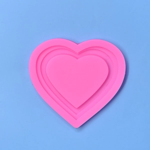 Moule en silicone triple cœur rose vif pour la pâtisserie et le bricolage DIY