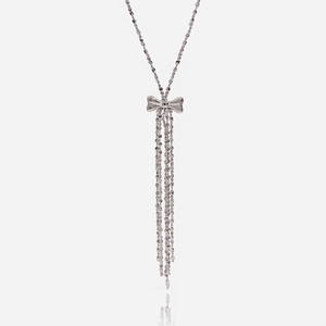 Collier Pendentif Nœud Papillon À Franges En Acier Inoxydable Style Y2K Doux Longue Chaîne De Pull Pour Femmes Bijoux Élégants