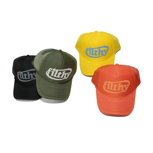 Casquettes trucker classiques avec texte filthy en noir vert jaune et orange vif