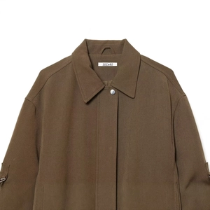 Dark brown bomber jacket with lapel collar and rolled sleeves in a loose silhouette