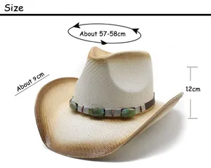 Tableau détaillé des tailles pour chapeau de cow-boy blanc avec bord de 9 cm et 57-58 cm