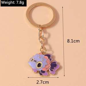 Detail of cute koi fish keychain with dimensions 8.1cm length and 7.8g weight