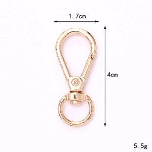 Rose gold lobster clasp dimensions 4cm x 1.7cm and 5.5g weight on white background