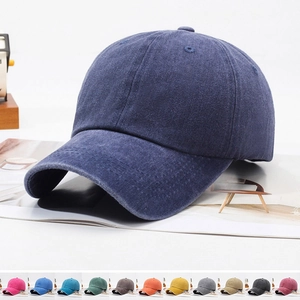 Washed Cotton Baseball Cap Retro Distressed Adjustable Solid Color Sun Hat For Men Women Casual Outdoor Sports
