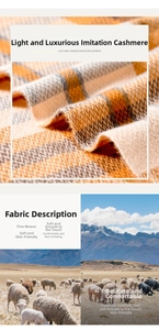 Close-up of orange plaid cashmere-like scarf showing soft texture and fine weave details