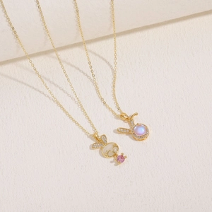 Luxurious gold rabbit pendants with zircon stones on stylish necklaces for women