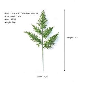 Detailed view of artificial pine branch with size 31cm length and 17cm width dimensions