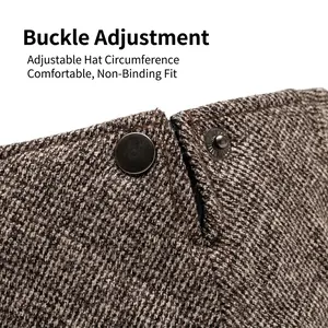 Winter thermal newsboy cap with adjustable metal buckle and tweed wool blend fabric