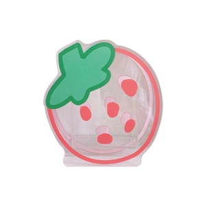 Cute strawberry shaped acrylic pencil holder with transparent design and pink edges