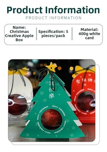 Detail of Christmas apple gift boxes with window design and festive tree patterns