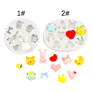 Lot de moules en silicone DIY pour chocolats ours et grenouille avec cœurs et étoiles