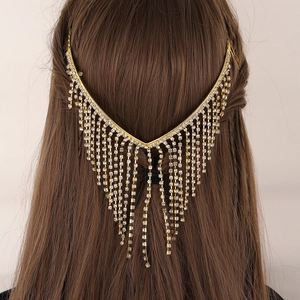 Rhinestone Tassel Back Hair Comb Sparkling Crystal Bridal Headpiece Wedding Party Hair Accessory For Women