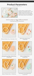 Detailed size chart for Christmas cookie cutters showing 1.5cm height and various 3D shapes