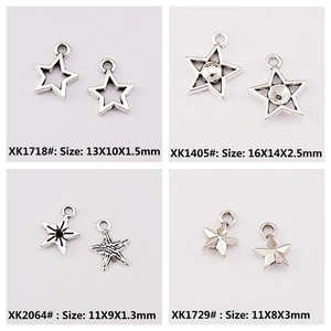 DIY alloy star pendants in hollow and textured designs for jewelry making necklaces
