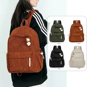 Minimalistischer Cord-Rucksack mit süßen Bärenmotiven in mehreren Farben für Damen