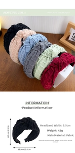 Detailed size specifications and multi-color texture weave headbands for women