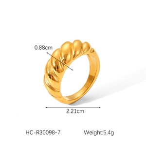 Detail view of croissant ring showing 0.88cm width and 2.21cm diameter measurements