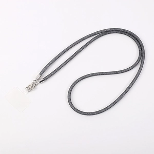 Universal dark grey nylon braided crossbody phone lanyard with durable metal buckle