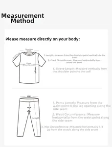 Size guide with measurement points for yoga top and high-waist pants set