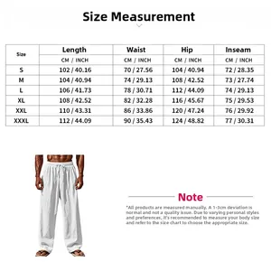 Guide des tailles pour ensemble sport en lin et coton homme avec mesures de S à 3XL
