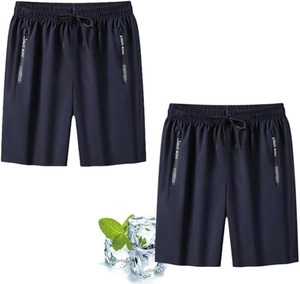 Detail van donkerblauwe sneldrogende sportshort met ijscool effect en trekkoord in de taille