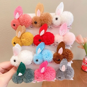 Pinces À Cheveux Lapin En Peluche 3D Fausse Fourrure Dessin Animé Animal Barrettes Pour Filles Enfants Accessoires