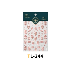 Detail view of 5D embossed nail stickers featuring pink flowers, bows and pearl accents
