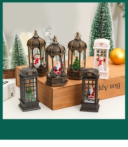 Festive Christmas lantern assortment with Santa and Snowman scenes on wooden blocks