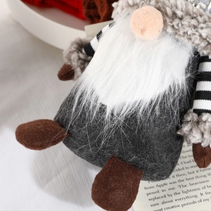 Nordic Christmas gnome plush with white beard and striped arms for home decoration