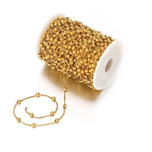 Stainless Steel Water Wave Chain With Beads DIY Jewelry Making Accessories Hip Hop Style Necklaces Bracelets Findings