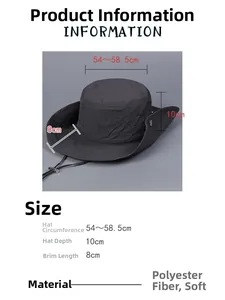 Size chart showing head circumference and dimensions for the quick-dry hiking hat