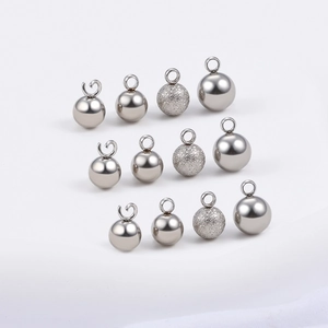 Polished and frosted silver stainless steel round ball charms for DIY jewelry making