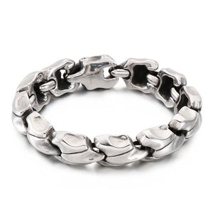 Men's punk keel style stainless steel chunky chain bracelet with mechanical clasp