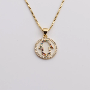 Hamsa Hand Pendant Necklace Gold Plated Copper Colorful Cubic Zirconia Fatima Hand Box Chain Jewelry