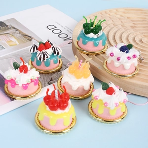 Realistische Kunstmatige Cake Dessert Hanger Sleutelhanger Miniatuur Voedsel PVC Hars Tas Charm Telefoon Riem Fruit Decor