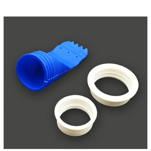 Detailed components of blue silicone sewer core and white plastic sealing rings set