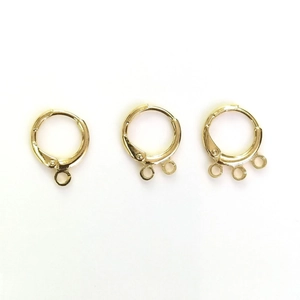 14k gold plated round leverback earrings with single, double, and triple loop options