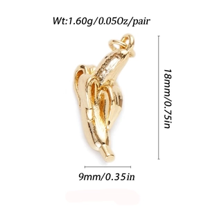 Detailed size view of a golden banana charm pendant for DIY jewelry making