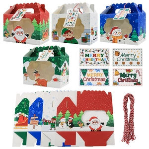 Christmas gift boxes with window and handles for candies and cookies, set of 4 colors